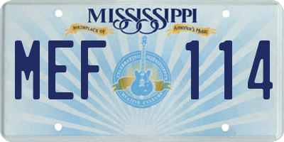 MS license plate MEF114