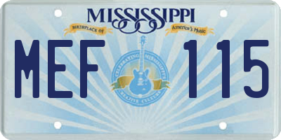 MS license plate MEF115