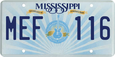 MS license plate MEF116
