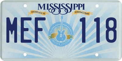 MS license plate MEF118