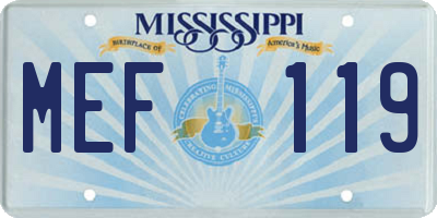 MS license plate MEF119