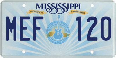 MS license plate MEF120