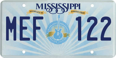 MS license plate MEF122