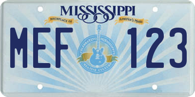 MS license plate MEF123