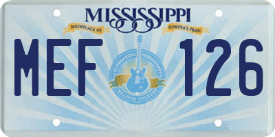 MS license plate MEF126