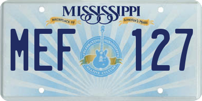 MS license plate MEF127
