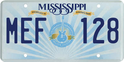 MS license plate MEF128