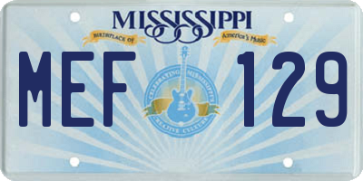 MS license plate MEF129