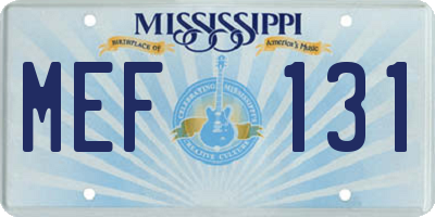 MS license plate MEF131