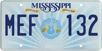MS license plate MEF132