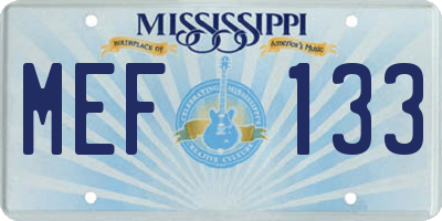 MS license plate MEF133