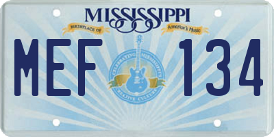 MS license plate MEF134