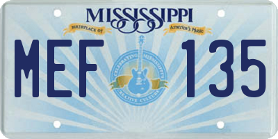 MS license plate MEF135