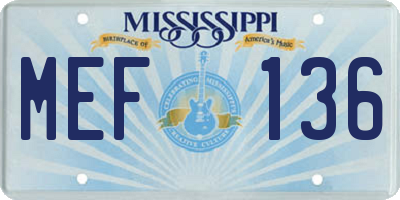 MS license plate MEF136