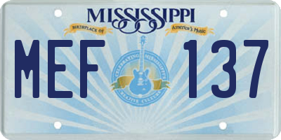 MS license plate MEF137