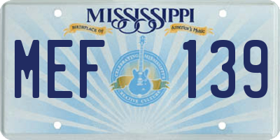 MS license plate MEF139