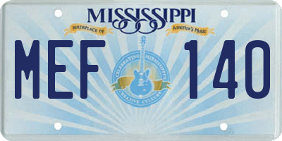 MS license plate MEF140