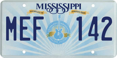 MS license plate MEF142