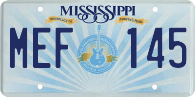 MS license plate MEF145