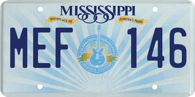 MS license plate MEF146