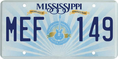 MS license plate MEF149