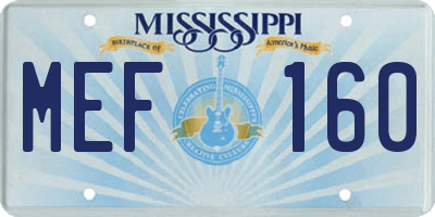 MS license plate MEF160