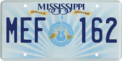 MS license plate MEF162