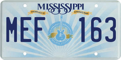 MS license plate MEF163