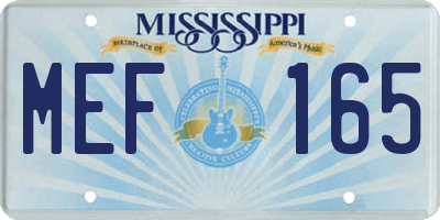 MS license plate MEF165