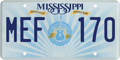 MS license plate MEF170