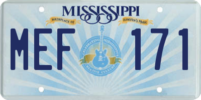 MS license plate MEF171