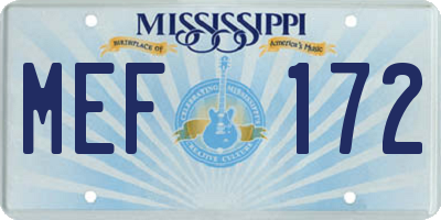 MS license plate MEF172