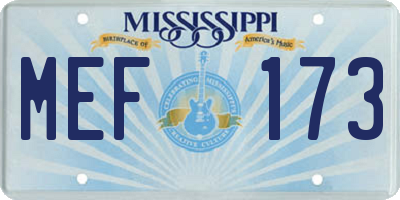 MS license plate MEF173