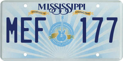 MS license plate MEF177
