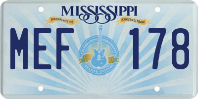 MS license plate MEF178