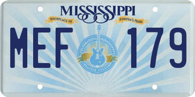 MS license plate MEF179