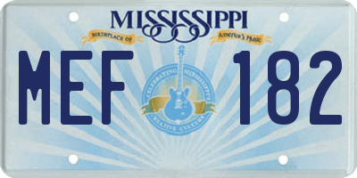 MS license plate MEF182