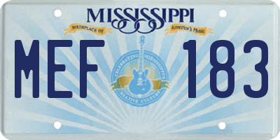 MS license plate MEF183