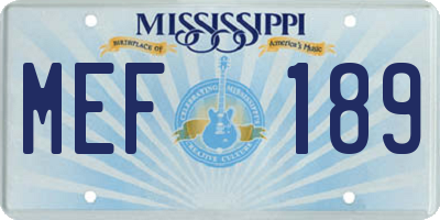 MS license plate MEF189
