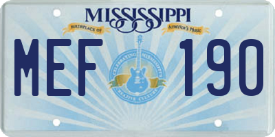 MS license plate MEF190
