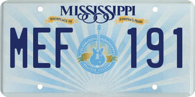 MS license plate MEF191