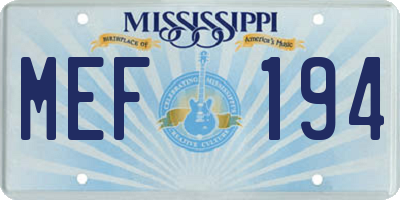 MS license plate MEF194