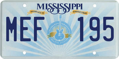 MS license plate MEF195