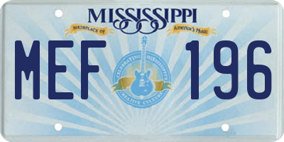 MS license plate MEF196