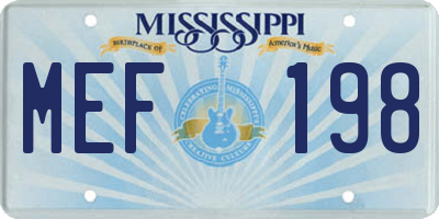 MS license plate MEF198