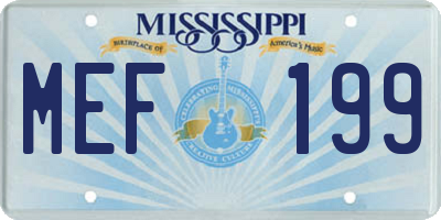 MS license plate MEF199