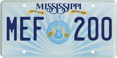 MS license plate MEF200