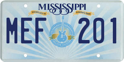 MS license plate MEF201