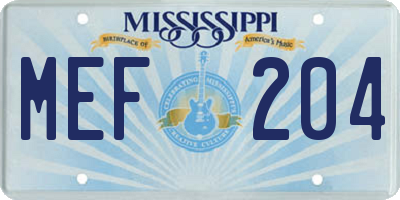 MS license plate MEF204