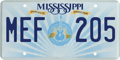 MS license plate MEF205